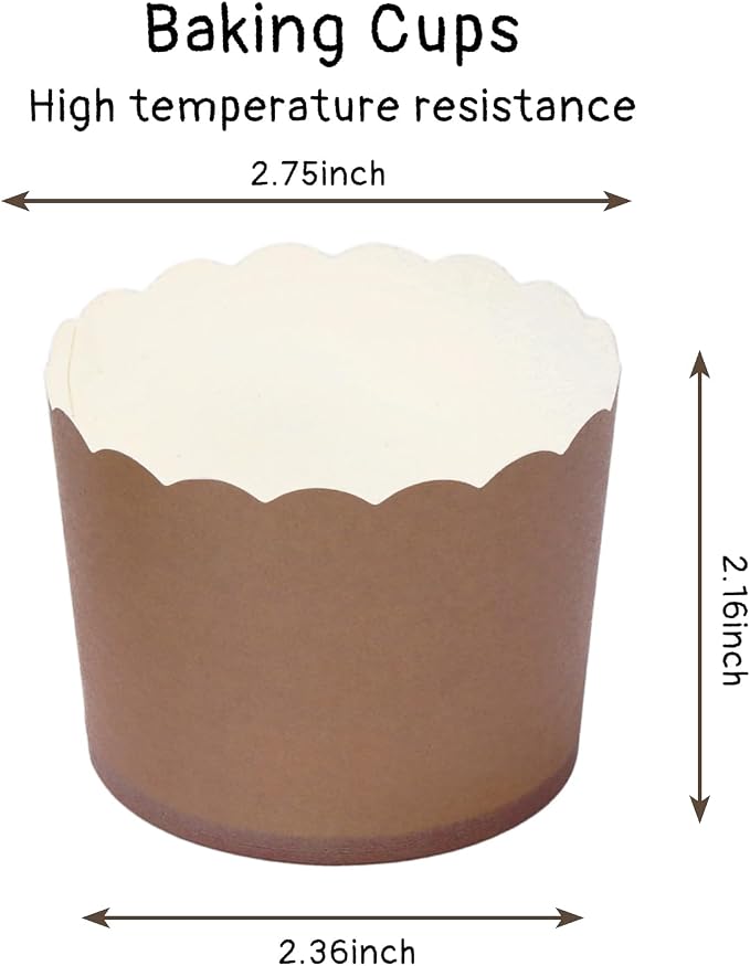 Whaline 120Pcs Brown Paper Baking Cups Scalloped Edge Cupcake Wrappers Gradient Brown Cupcake Muffin Cases for Wedding Birthday Baby Shower, 3 Colors - Image 2