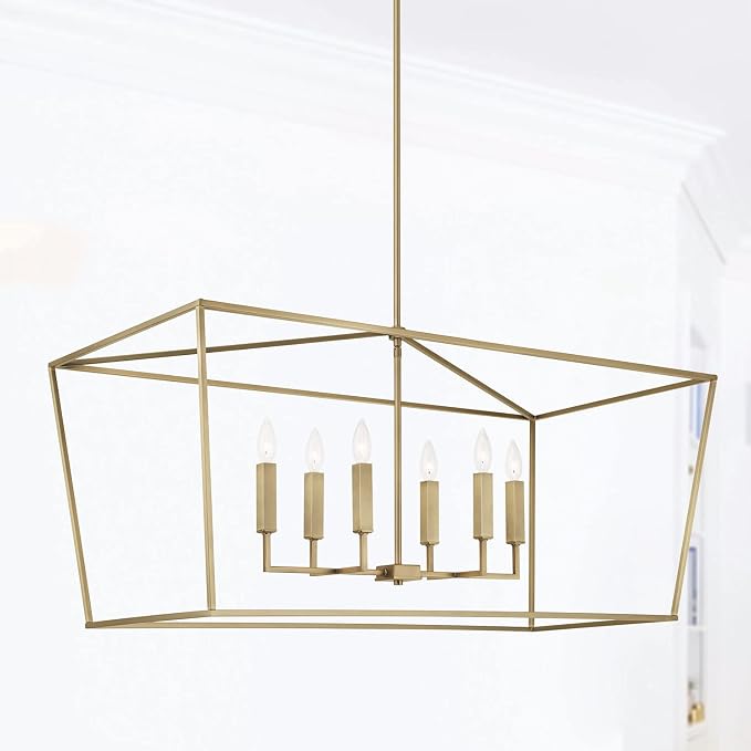 Capital Lighting 837661PN Thea Symmetrical Clear Line Island/Linear Pendant, 6-Light 360 Total Watts, 21" H x 42" W, Polished Nickel - Image 9