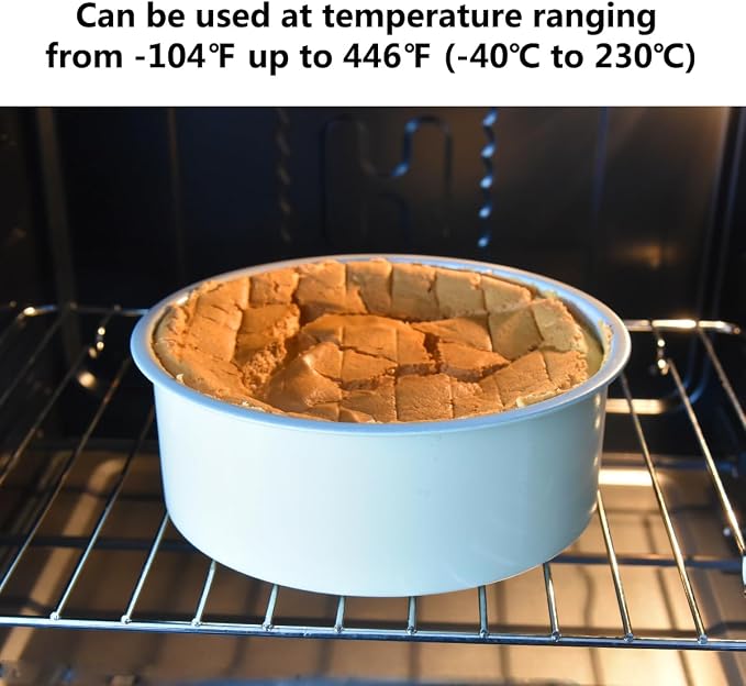 8 inch Cake Pan Removable Bottom Carbon Steel with Nonstick Coating Chiffon Cake Tin Round Shaped Cheese Cake Mould for Baking - Cream Color - Image 3