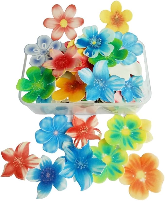 Set of 50 Edible Flowers for Cake Decoration Christmas Wedding Birthday Cake Cocktail Mixed Size & Colour - Image 4