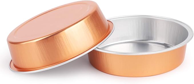 Beasea Mini Tart Pans, 8 Oz 50 Pack Disposable Pie Tins with Lids, 4 Inch Rose Gold Aluminum Pie Pan Cartoon Tin Tart Pans Round Oven Baking Mini Cake Pan for Pie Tart Quiche - Image 6