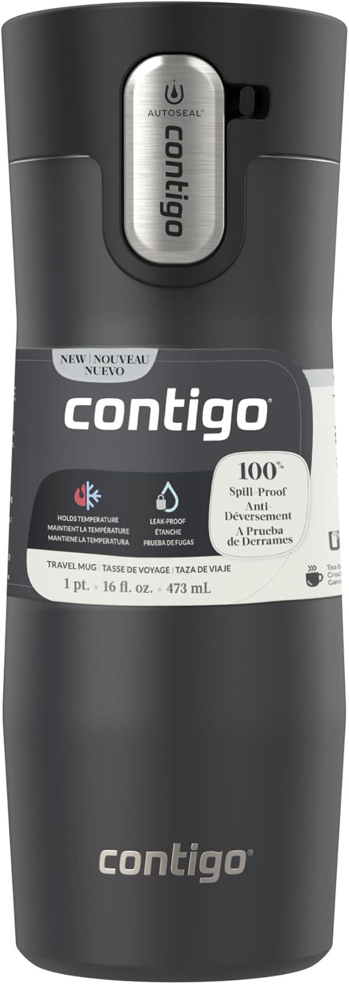 Contigo West Loop 3.0 Stainless Steel Insulated Travel Mug, Leak Proof with AutoSeal Lid, 16oz, Matte Black - Image 4