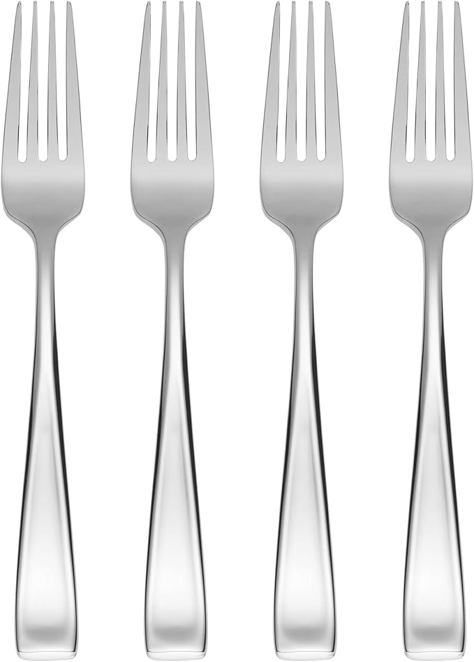 Oneida Moda Dinner Forks Silverware Set for 4, Flatware | Mirror finish, dishwasher safe | cutlery set for kitchen and dining, utensil set, heavy duty, kitchen essentials by Oneida