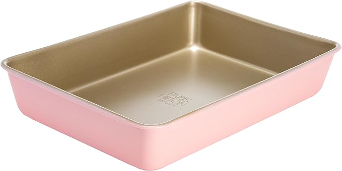 Paris Hilton Nonstick Carbon Steel Bakeware Collection, 13-Inch x 9-Inch Multipurpose Pan, Dishwasher Safe, Made without PFOA and PFAS, Pink Champagne Two-Tone by TheWorldofParisHilton