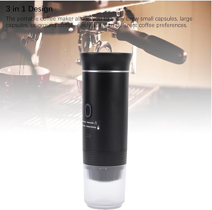 LICAEVEY Portable Capsules Coffee Maker, 72W Automatic Coffee Machine, Ground Maker for Travel Home, 120ML Cup Full Outdoor (Black) - Image 3