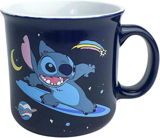 Silver Buffalo Disney Lilo and Stitch Space Surf, Ceramic Camper Mug, 20oz | Far, Out Surfing in, 0.59 Liters by SilverBuffalo