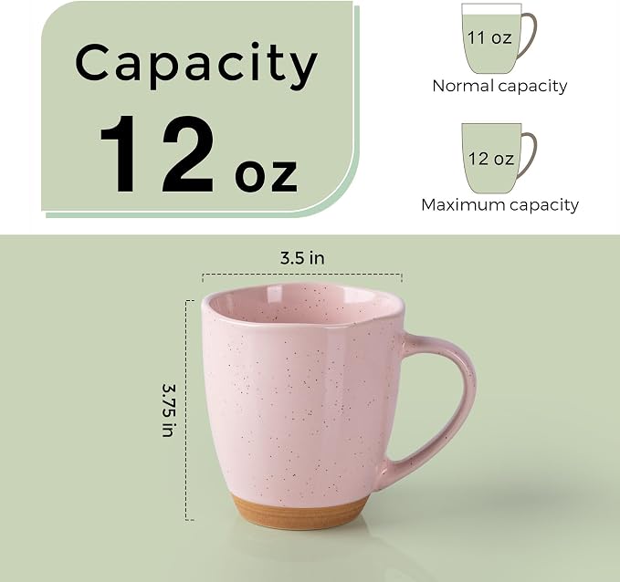 AmorArc 12oz Coffee Mugs, Ceramic Coffee Mugs set of 4 for Man, Woman, Dad, Mom, Modern Coffee Mugs with handle for Latte/Cappuccino/Milk/Cocoa. Dishwasher&Microwave Safe, Cloud Pink - Image 2