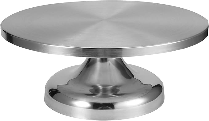 Acouto Revolving Cake Stand 304 Stainless Steel Revolving Cake Base Stand Turntable Kitchen Baking Accessory 30cm Decorating Home & KitchenKitchen & DiningDining &