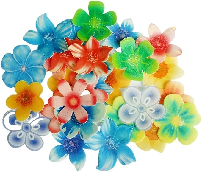 Set of 50 Edible Flowers for Cake Decoration Christmas Wedding Birthday Cake Cocktail Mixed Size & Colour - Image 5