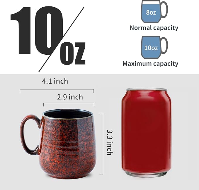 Hasense Coffee Mugs 8 oz, Ceramic Small Espresso Cups Set of 6, Mini Cups with Handle for Coffee, Tea and Cocoa, Modern Mugs for Mother's Day Gift, Dishwasher & Microwave Safe, Red - Image 3