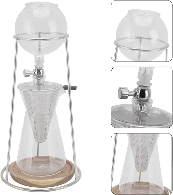 600ML Cold Brew Drip Tower Coffee Maker, Reusable Transparent Borosilicate Glass Iced Coffee Maker for Cafe Home Kitchen