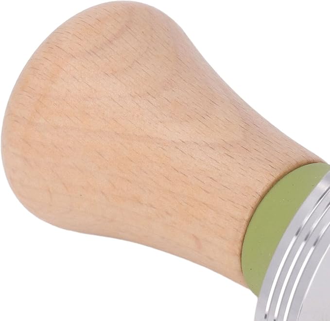 Beech Wood Coffee Tamper, Wooden Handle, Coffee Powder Press, Hammer Mill with Stainless Steel Base for Barista Beginners (51mm)