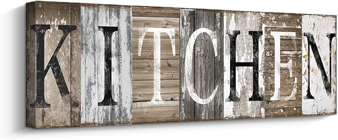 Pinetree Art Rustic Farmhouse Kitchen Decor Wall Sign with Solid Wood Inner Frame (23.6 x 7.9 inch) by PinetreeArt