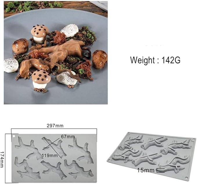 mostsom Silicone Nature Branch Designs Mold Fondant and Gum Paste Mold - Cake Decorating Supplies (Branch E)