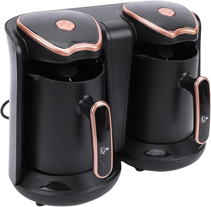 Walfront 1200W Electric Turkish Coffee Maker, ABS Automatic Coffee Pot Machine with Dual 500ml Pots, Temperature Adjustable, Quick Heating for Home Office Travel Kitchen Brewing - Image 2