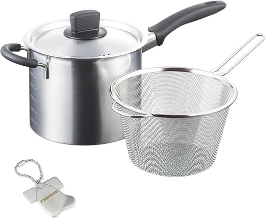 J-kitchens Dining Table Decor, One-Handle, Non-Roll Lid, Pasta Pot, 7.1 inches (18 cm), Gas Induction Compatible, Made in Japan, Original Tag Included by Unknown