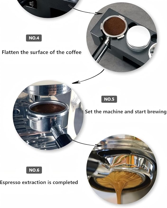 Coffee Tamper Station Set, 3-in-1 with 53mm Tamping Stand, Espresso Tamper and Coffee Distributor, Black