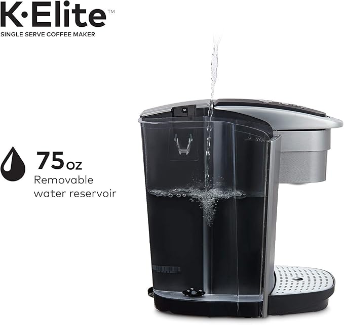 Keurig C K-Elite Maker, Single Serve K-Cup Pod Brewer, with Iced Coffee Capability, Extra Included, 75oz, Brushed Silver Plus Filter Bundle | Iced coffee capability, 75 oz reservoir, Filter - Image 8