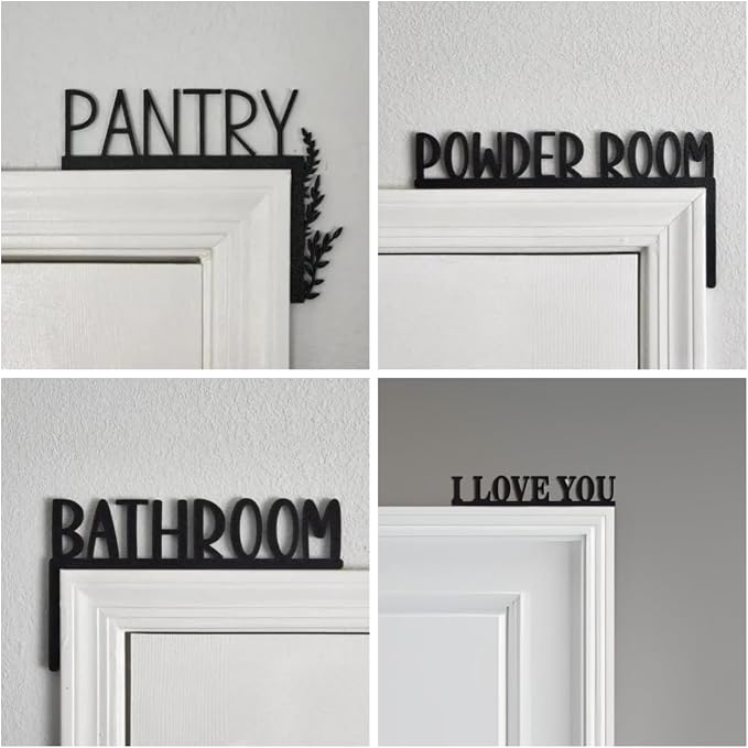 2025 New Year Gift - Cute Metal Door Topper Love You Bye Over Door Frame Decor Corner Sign Black Ornaments Wood Decorations Funny Christmas (I Love You) - Image 3