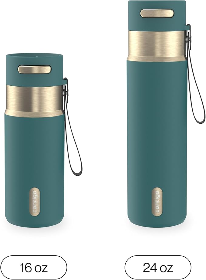 Contigo AutoSeal 24 oz Stainless Steel Vacuum-Insulated Water Bottle with Leakproof Push-Button Spout & Lock, Carry Strap, BPA-Free & Lead-Free, Dishwasher Safe - Image 5