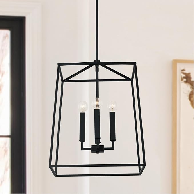 Capital Lighting 537642MB Thea Lantern Foyer Pendant, 4-Light 240 Total Watts, 20" H x 16" W, Matte Black - Image 2