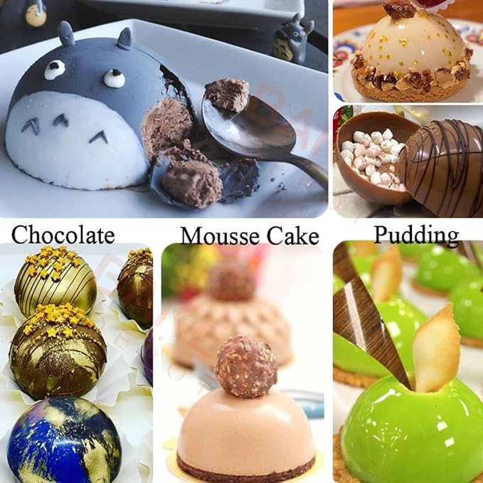 6 Holes Hot Chocolate Bomb Mold Dome Silicone Mould For Chocolate Cake Jelly Pudding Handmade Soap Round Shape Circle Cake Moulds Dia: 2 1/2 inches, Set of 2
