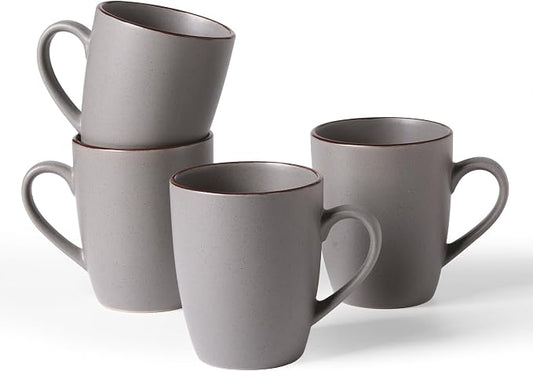 famiware Venus Coffee Mugs for 4, 13 oz Mug Set, Dringking Cup with Handle for Coffee, Tea, Cocoa, Milk, Dark Grey by Famiware