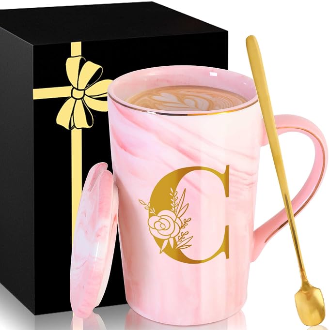Personalized Ceramic Coffee Mug with Lid Tea Cup Girlfriend Gf Gifts Future Mrs Her Women Boyfriend 1 One Year Anniversary Meaningful Cute Romantic Christmas Xmas First Valentines I Love You More,C by MNZZ