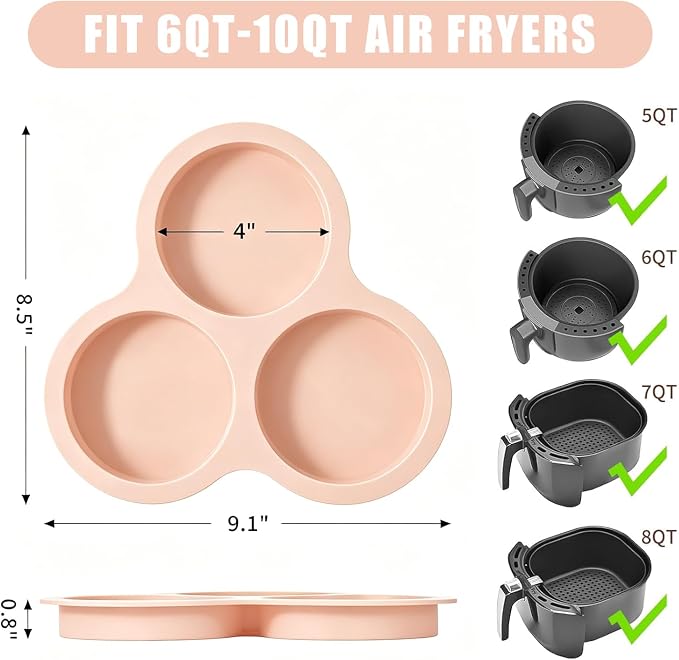 2 Pack 4 Inch Air Fryer Silicone Egg Molds Food Grade Non-Stick Heat Resistant Reusable Jumbo Round Muffin Pans for Egg Bites Breakfast Sandwiches Hamburger Buns Tart Pancake Baking - Image 2