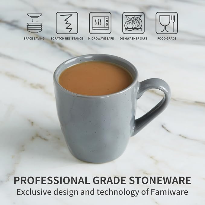 famiware Mars 4 Pieces Coffee Mug, 14oz Tea Mug, Catering Mugs with Handle for Coffee, Tea, Cocoa, Milk, Multi-color - Image 6