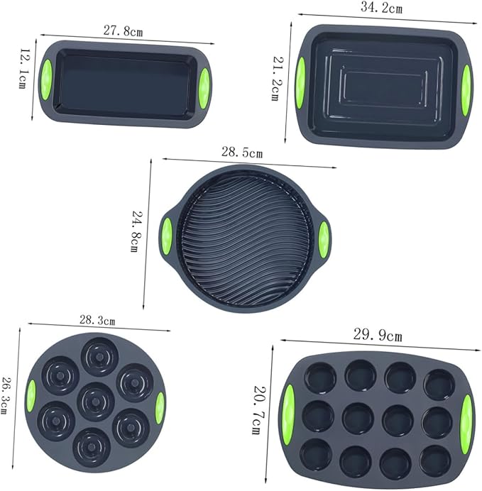 COLLBATH Quality Silicone Cake Mold Set Baking Pans for Baking Cake Pans Sets Grey - Image 2