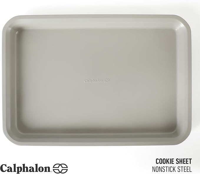 Calphalon Legacy 13 x 9 Inch PFA Free Nonstick Cookie Sheet Baking Pan in Taupe, Durable Heavy Gauge Steel Bakeware for Even Heating, Oven Safe Baking Tray for Cookies - Image 2