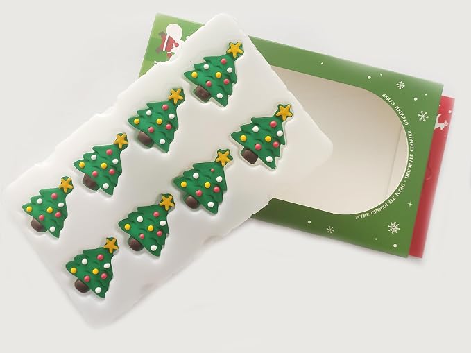 Edible Christmas Themed Sugar cake decorations, Christmas Tree cupcake toppers, perfect Icing Cookies decro for Gingerbread House, Cupcakes, Cake, Macaron, Cookies, and Cakecicles - Image 3
