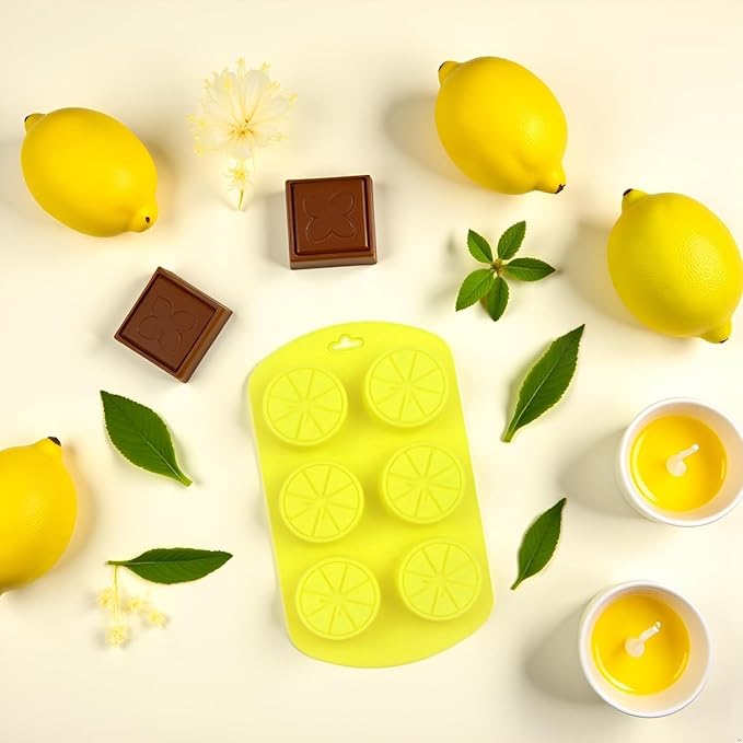 2Pcs Fruit Shaped Silicone Molds, 3D Lemon Fondant Mold Chocolate Candy Biscuit Sugar Baking Mold for Cake Cupcake Dessert Candle Decoration Suitable for Making Chocolates,Candy Making Supplies