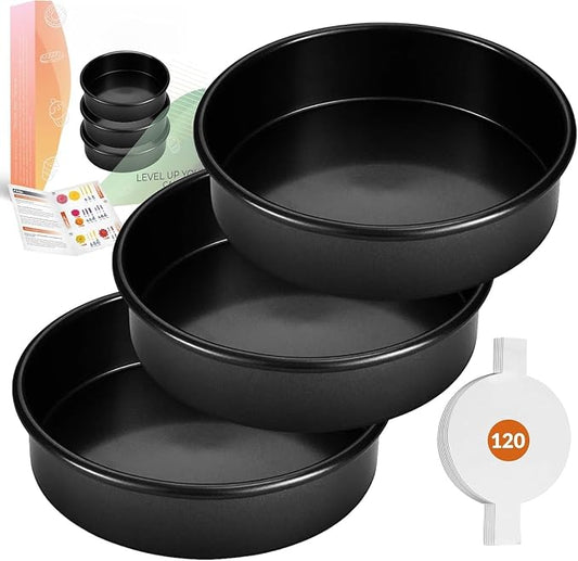 RFAQK 6 inch cake pans Set,3 PCs Nonstick mini cake pans with 120 Parchment Papers, Smash Cake Pans Set For Birthday, Diswasher Safe by RFAQK