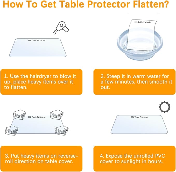 Clear Table Protector 17 X 48 Inch Thick Plastic Table Cover Protector Waterproof PVC Clear Tablecloth Protector Pad Vinyl Desk Top Protector Mat for Wood Coffee Glass End Sofa Side Dining Room Table - Image 7