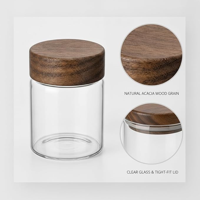 Clear Glass Storage Jar with Acacia Wood Lid - Kitchen Canister for Pantry Organization, Countertop Display, and Dry Food Storage - Image 6