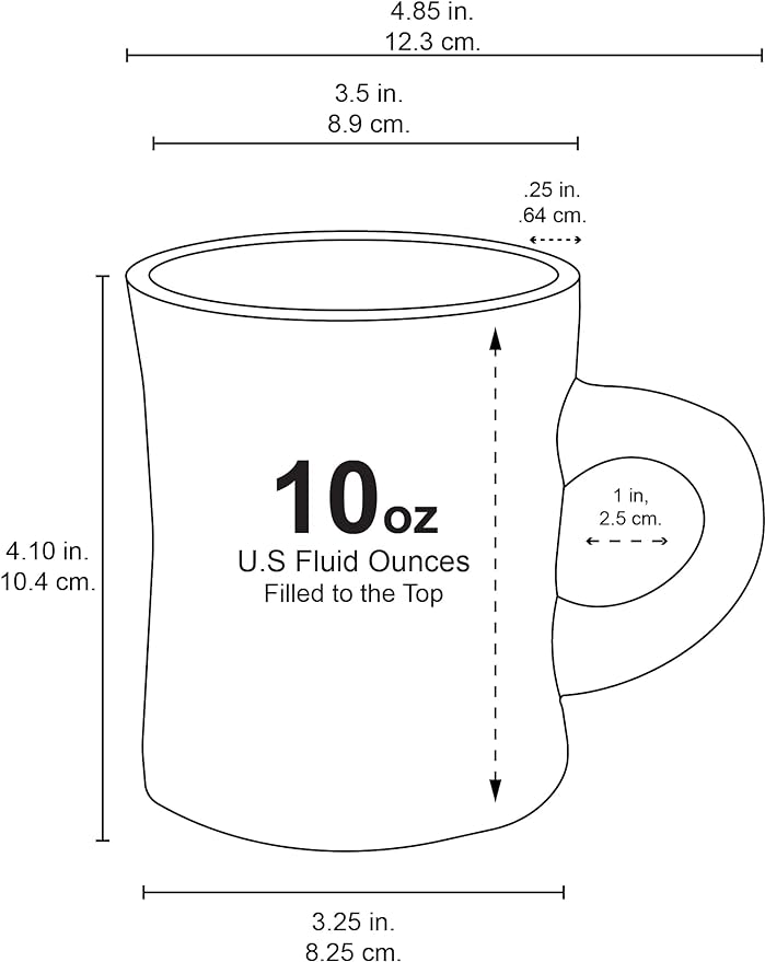 Culver 10-Ounce Ceramic Retro Diner Style Heavyweight Restaurant Mug, Two-finger C-handle (White, 1) - Image 2