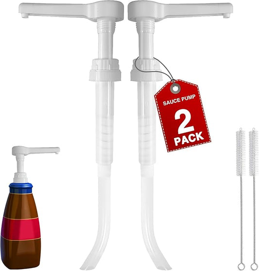 2Pcs White Sauce Pump Dispenser for 64 oz Bottles - Reusable Large 15CC Syrup Pump for Chocolate, Pumpkin, Caramel, Vanilla, Mocha