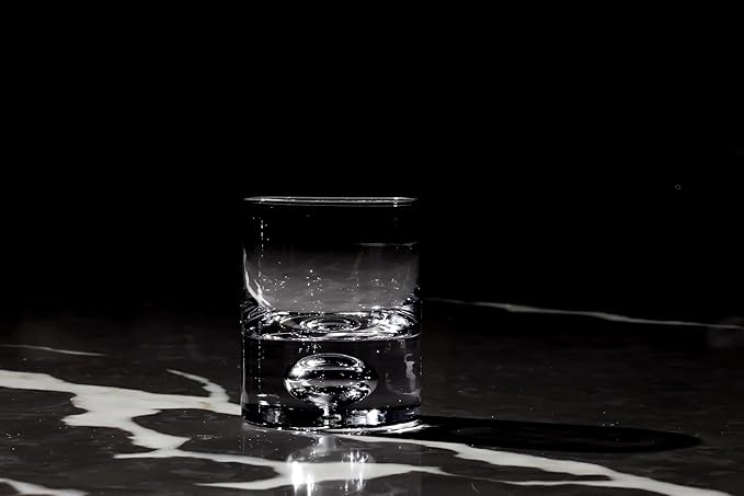 LEMONSODA Premium Crystal Bubble Base Whiskey Glass Tumbler - 9.5oz Set of 4 - Heavy Bottom Bubble Base - Great for Scotch Whiskey, Old Fashion, Manhattan, Bourbon, Cocktails