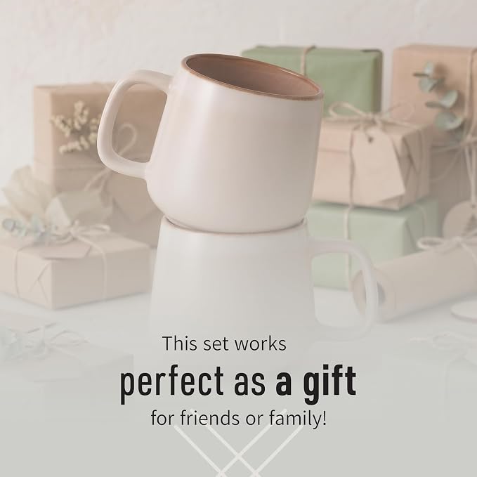 Ava Nord Large Stoneware Ceramic Coffee Mugs Set of 2-20 oz - Rose Sand | Lead-Free, Non-Toxic, Freezer - Microwave & Dishwasher Safe, Comfortable Handle, Aesthetic Nordic Design for Tea, Cocoa - Image 6