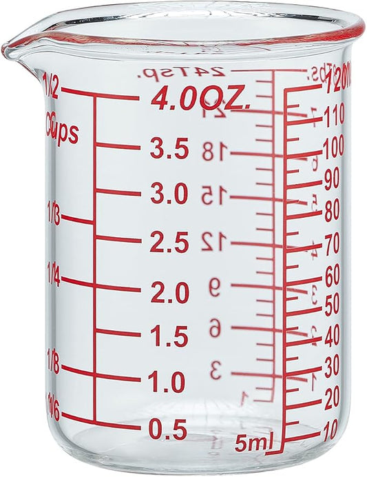 120 ML/4OZ High Borosilicate Glass Measuring Cup-V-Shaped Spout,Glass Measuring Beaker for Kitchen or Restaurant, Easy to Read(SINGLE) by AckersBORO33