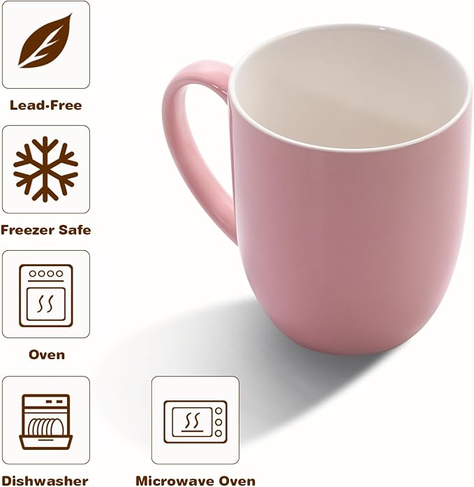 Urbanstrive 16 oz Large Coffee Mug with Handle Tea Cup Novelty Coffee Cup Idea Gift for Men Women Office Work (Pink) - Image 3