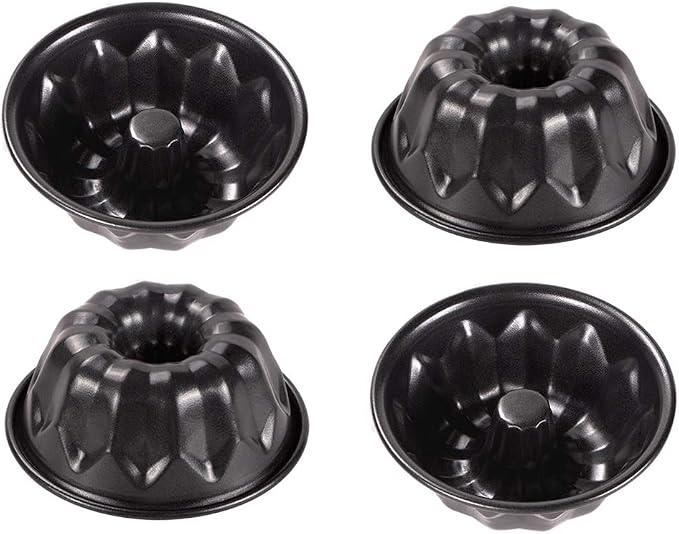 Webake 4 Inch Mini Fluted Tube Pans Nonstick Bakeware Set of 4, Angel Food Cake, Kugelhopf, Brownie by Webake