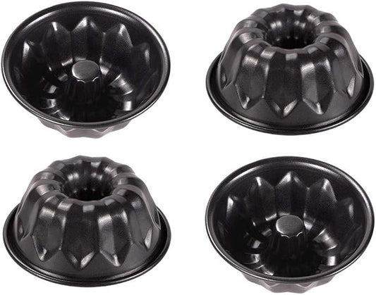 Webake 4 Inch Mini Fluted Tube Pans Nonstick Bakeware Set of 4, Angel Food Cake, Kugelhopf, Brownie by Webake