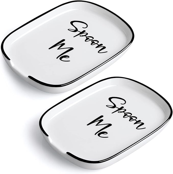 Ceramic Spoon Rest for Stove Top, Large Spoon Holder for Kitchen Counter, Coffee Spoon Rest, Heat-Resistant Cooking Utensil Rest, Modern Kitchen Decor, Set of 2 by DAYYET