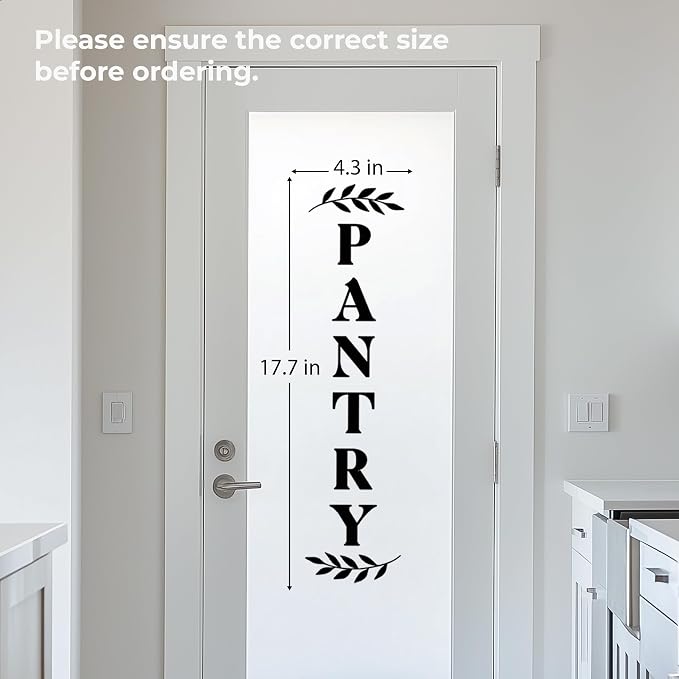 Pantry Vinyl Decal, Pantry Door Sign, Farmhouse Kitchen Decor Vinyl Sticker – Black Pantry Door Sign (Black, H - 17.7 inch) - Image 4