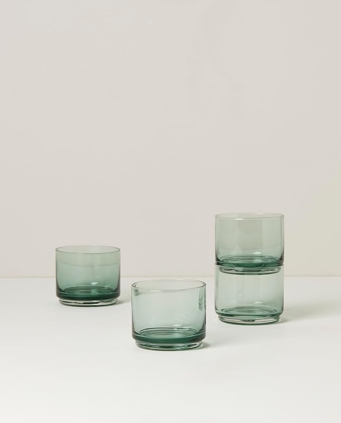 Lenox Tuscany Classics Stackable Drinkware, Glass, Dishwasher Safe, Short Glasses, Set of 4, Green (4 Piece) - Image 2