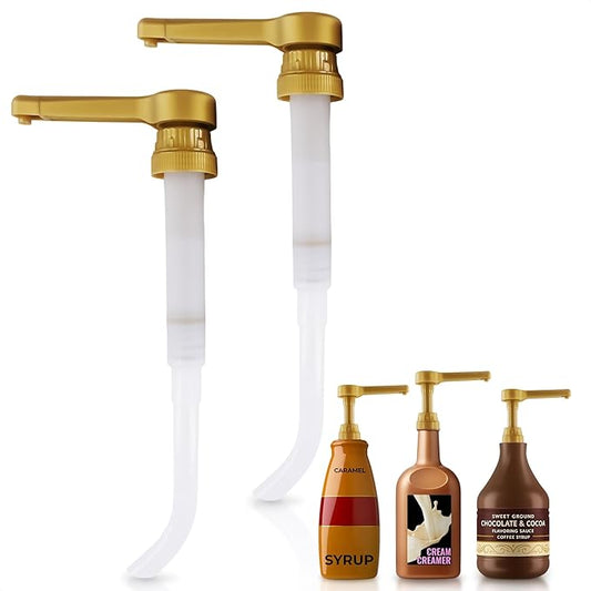 2 Pcs Sauce Pump Dispenser – Compatible with Torani, Davinci (64oz), and Ghirardelli (87-90oz) Bottles | Pump for Coffee Syrup Bottle 0.5oz Each Press – Adjustable Long Tube & Lockable Design