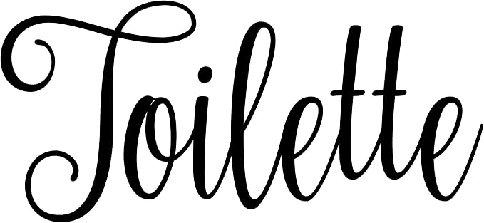 Toilette 7.5w x 3.5h Label | Home Organization Door | Die Cut Vinyl Decal | Black Fancy Font (Sticker Only) by MinglewoodTrading